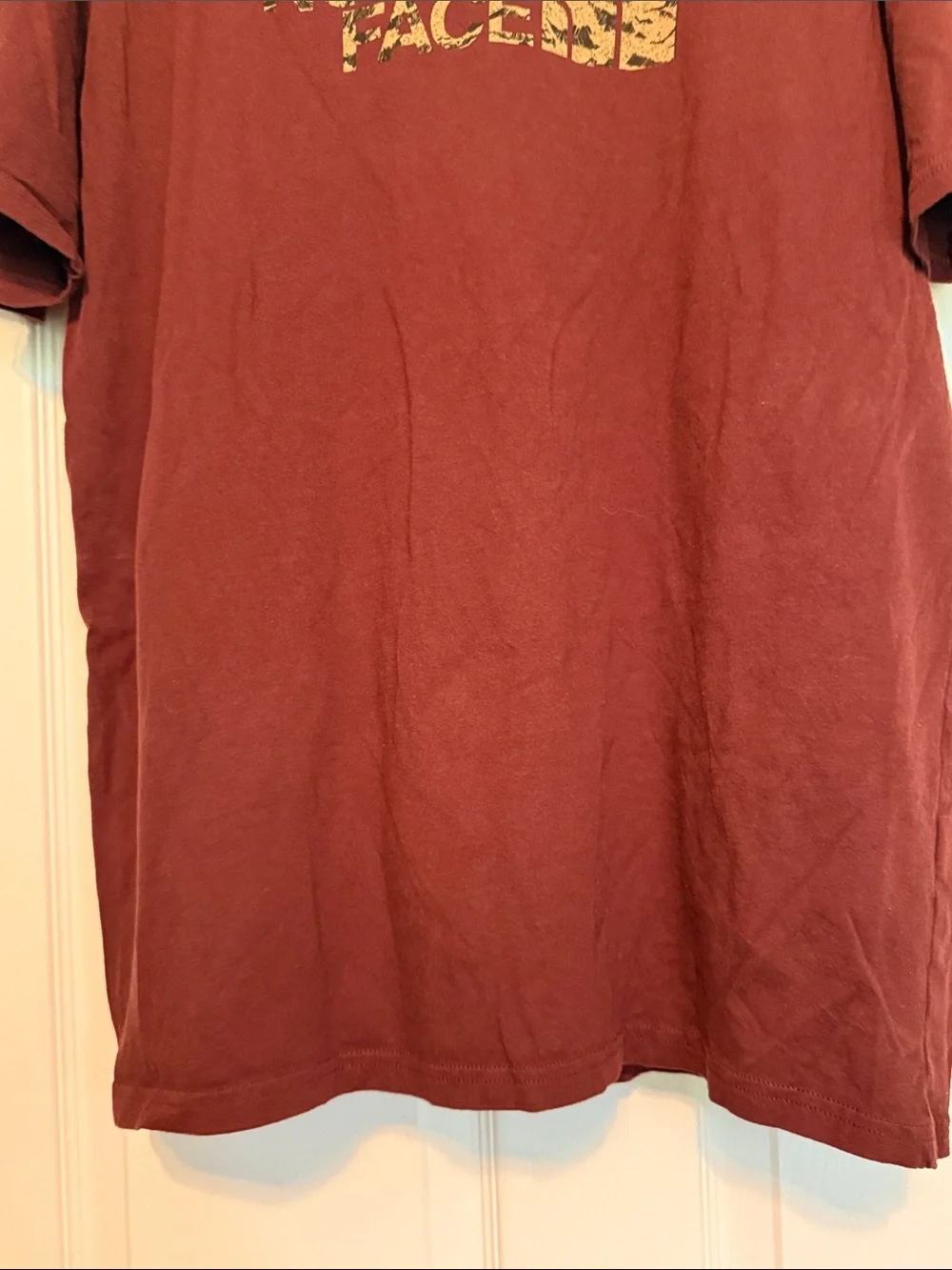 The North Face Men's Short Sleeve Tee in Deep Maroon with Camo Logo